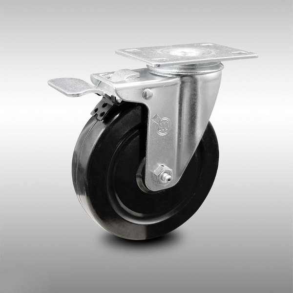 Service Caster 5 Inch SS Hard Rubber Wheel Swivel Top Plate Caster with Total Lock Brake SCC SCC-SSTTL20S514-HRS